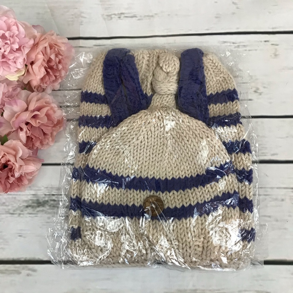 Newborn Baby Hand Knit Blue & Khaki Outfit Photography Prop - Picture 11 of 11